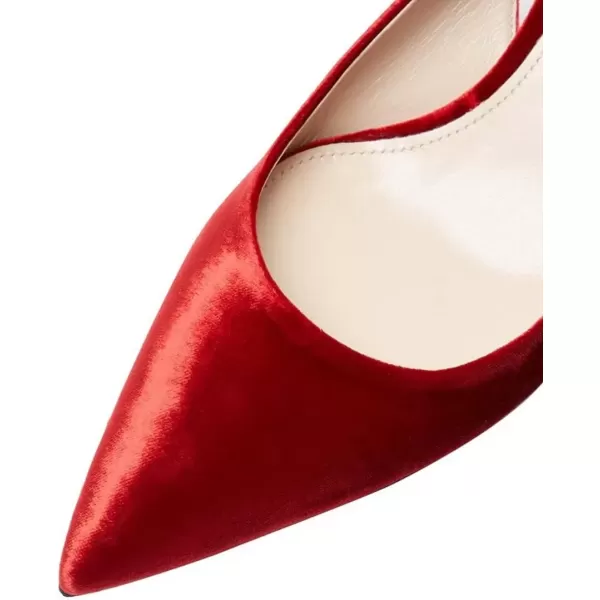 imageFSJ Women Pointed Toe Slingback Wedding Pumps Chunky Low Heel Rhinestone Sandals Crystal Dress Party Office Shoe with Buckle Size 415 M USRed Velvet