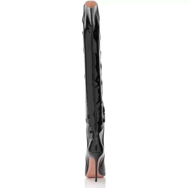 imageFSJ Women Stiletto Heel Over The Knee Thigh High Boots Pointed Toe Patent Leather Club Dress Shoe Size 415 USBlack