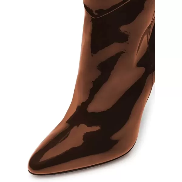 imageFSJ Women Stiletto Heel Over The Knee Thigh High Boots Pointed Toe Patent Leather Club Dress Shoe Size 415 USBrown