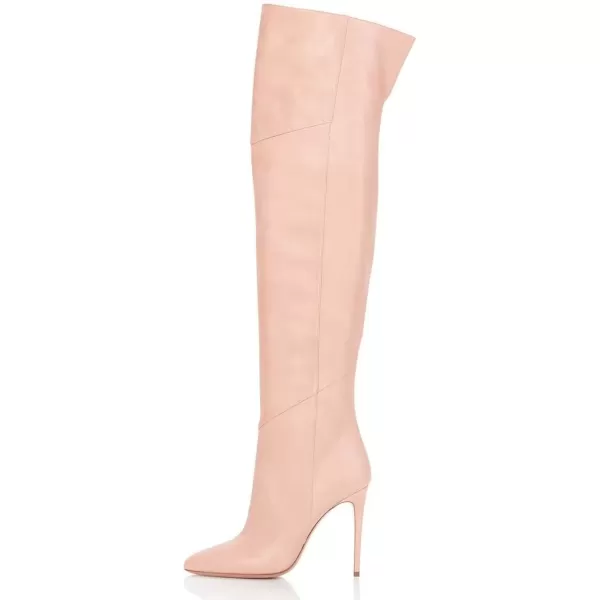 imageFSJ Women Stiletto Heel Over The Knee Thigh High Boots Pointed Toe Patent Leather Club Dress Shoe Size 415 USPink