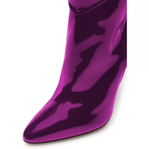 imageFSJ Women Stiletto Heel Over The Knee Thigh High Boots Pointed Toe Patent Leather Club Dress Shoe Size 415 USPurple
