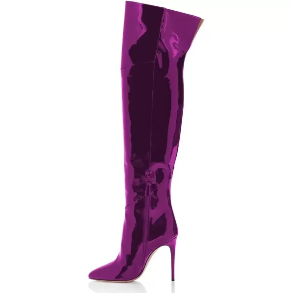 imageFSJ Women Stiletto Heel Over The Knee Thigh High Boots Pointed Toe Patent Leather Club Dress Shoe Size 415 USPurple