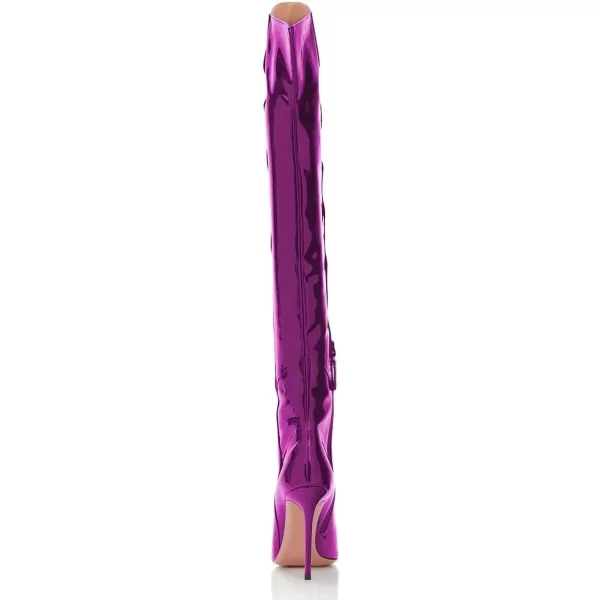imageFSJ Women Stiletto Heel Over The Knee Thigh High Boots Pointed Toe Patent Leather Club Dress Shoe Size 415 USPurple