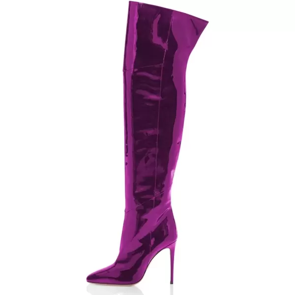 imageFSJ Women Stiletto Heel Over The Knee Thigh High Boots Pointed Toe Patent Leather Club Dress Shoe Size 415 USPurple