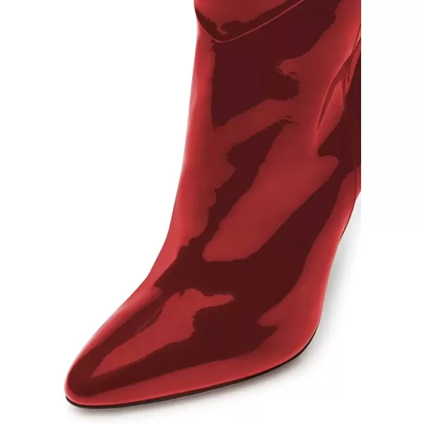 imageFSJ Women Stiletto Heel Over The Knee Thigh High Boots Pointed Toe Patent Leather Club Dress Shoe Size 415 USRed