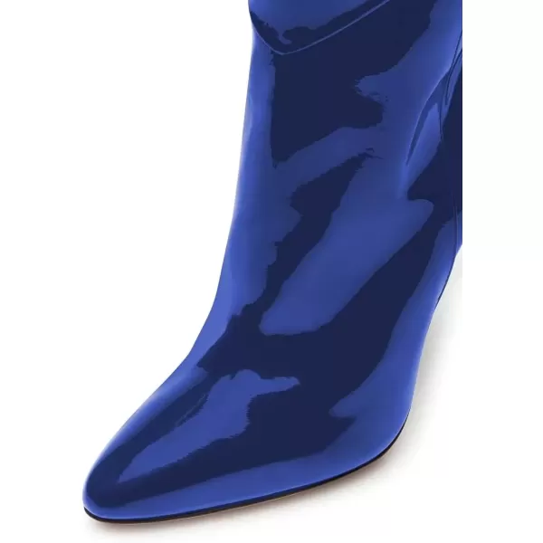 imageFSJ Women Stiletto Heel Over The Knee Thigh High Boots Pointed Toe Patent Leather Club Dress Shoe Size 415 USRoyal Blue