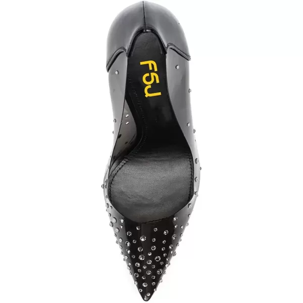 imageFSJ Women Studded Pointed Toe Transparent Pumps High Heels Shoes with Cute Bowknot US Size 415 MEvening Black