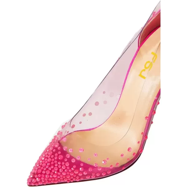 imageFSJ Women Studded Pointed Toe Transparent Pumps High Heels Shoes with Cute Bowknot US Size 415 MFuchsia