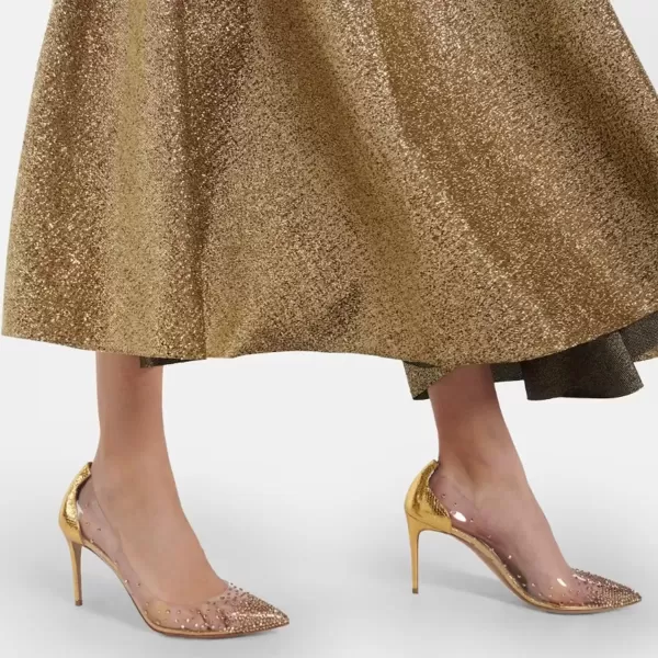imageFSJ Women Studded Pointed Toe Transparent Pumps High Heels Shoes with Cute Bowknot US Size 415 MGolden