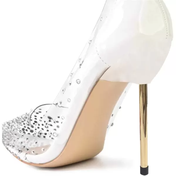 imageFSJ Women Studded Pointed Toe Transparent Pumps High Heels Shoes with Cute Bowknot US Size 415 MIvory