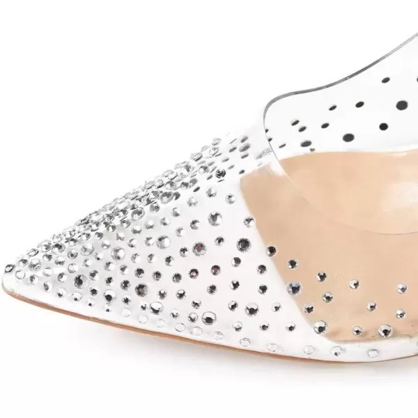 imageFSJ Women Studded Pointed Toe Transparent Pumps High Heels Shoes with Cute Bowknot US Size 415 MIvory