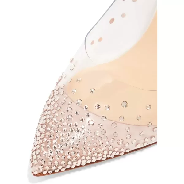 imageFSJ Women Studded Pointed Toe Transparent Pumps High Heels Shoes with Cute Bowknot US Size 415 MLight Pink