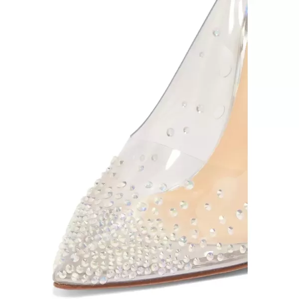 imageFSJ Women Studded Pointed Toe Transparent Pumps High Heels Shoes with Cute Bowknot US Size 415 MSilver Sequins12 Cm