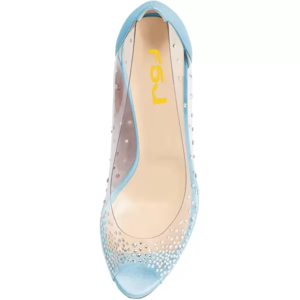 imageFSJ Women Studded Pointed Toe Transparent Pumps High Heels Shoes with Cute Bowknot US Size 415 MSky Blue