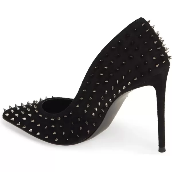 imageFSJ Women Trendy Pointed Toe Studs Stiletto High Heels Pumps Rivets Slip On Dressy Party Evening Shoes Size 415 USBlack