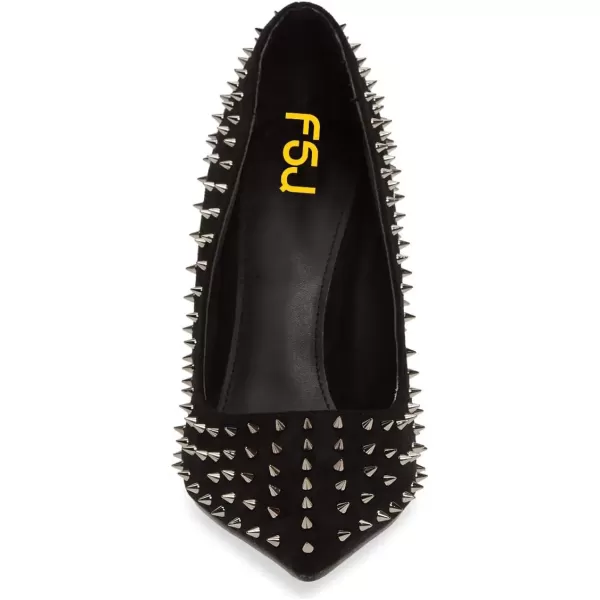 imageFSJ Women Trendy Pointed Toe Studs Stiletto High Heels Pumps Rivets Slip On Dressy Party Evening Shoes Size 415 USBlack