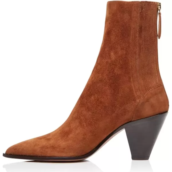 imageWomen Dressy Pointed Closed Toe Ankle Boots Cone Chunky High Heel Booties Zipper Block Shoes Size 415 USBrown