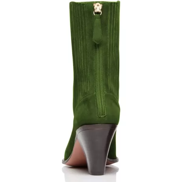 imageWomen Dressy Pointed Closed Toe Ankle Boots Cone Chunky High Heel Booties Zipper Block Shoes Size 415 USOlive