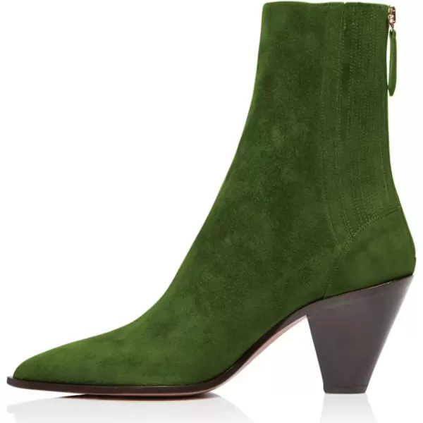 imageWomen Dressy Pointed Closed Toe Ankle Boots Cone Chunky High Heel Booties Zipper Block Shoes Size 415 USOlive