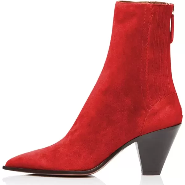 imageWomen Dressy Pointed Closed Toe Ankle Boots Cone Chunky High Heel Booties Zipper Block Shoes Size 415 USRed
