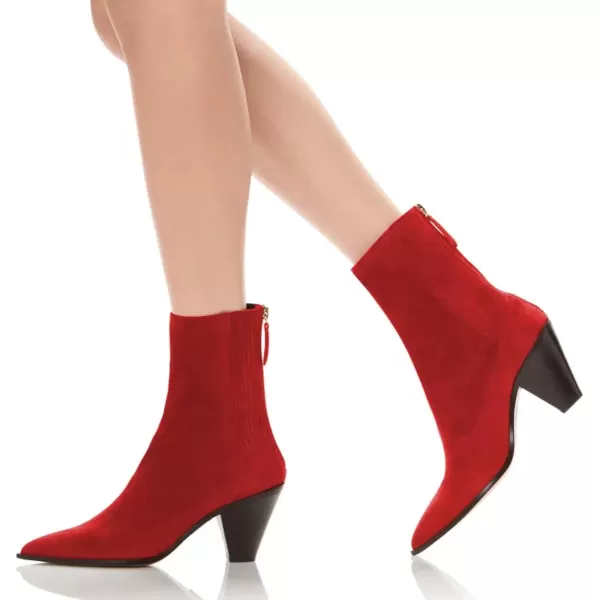 imageWomen Dressy Pointed Closed Toe Ankle Boots Cone Chunky High Heel Booties Zipper Block Shoes Size 415 USRed