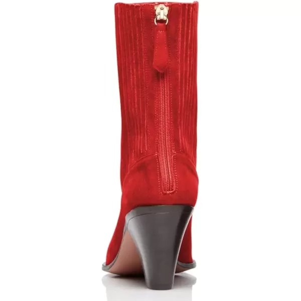 imageWomen Dressy Pointed Closed Toe Ankle Boots Cone Chunky High Heel Booties Zipper Block Shoes Size 415 USRed