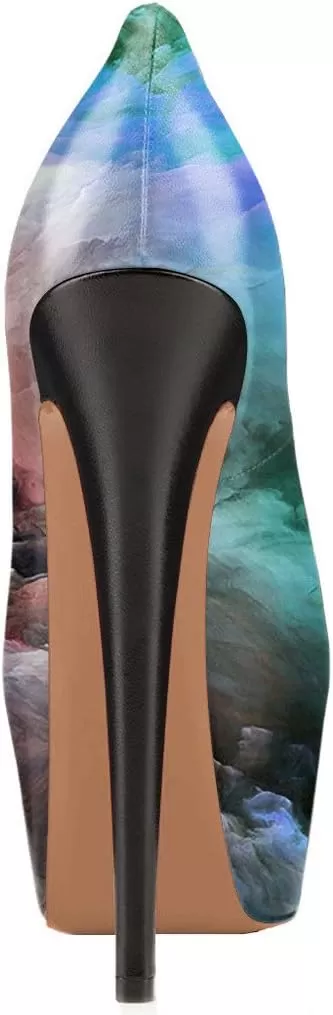 imageFSJ Women Gorgeous Super High Heels Dress Shoes Multicolored Peep Toe Platform Pumps Size 415 USIridescent Cloud
