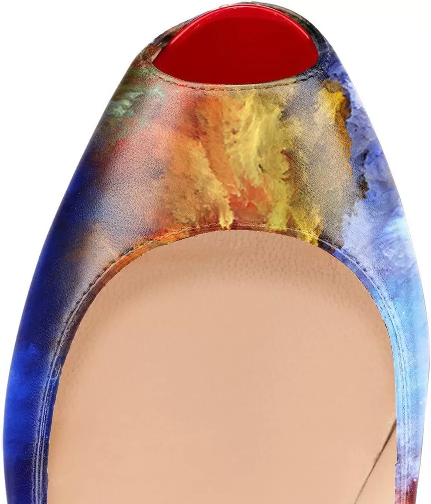 imageFSJ Women Gorgeous Super High Heels Dress Shoes Multicolored Peep Toe Platform Pumps Size 415 USVolcano