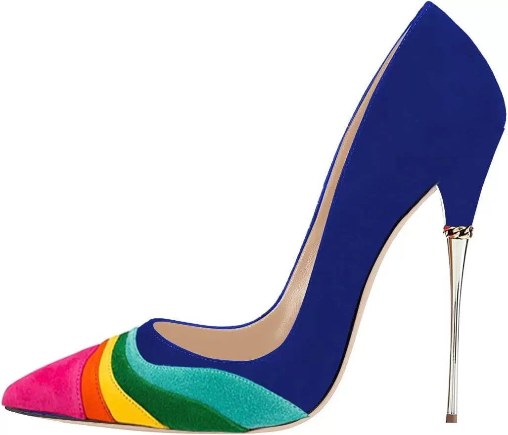 imageFSJ Women Sexy Slip On Formal Pumps Stiletto Heels Pointy Toe Chic Party Evening Dress Ladies Work Shoes Size 415 USBluecolorful