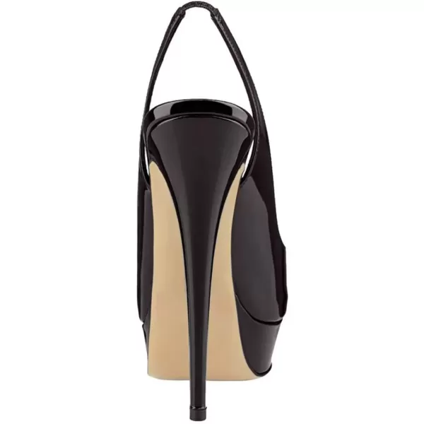 imageFSJ Women Awesome Platform Peep Toe Pumps Slingback High Heel Stilettos Prom Shoes Size 415 M USBlack