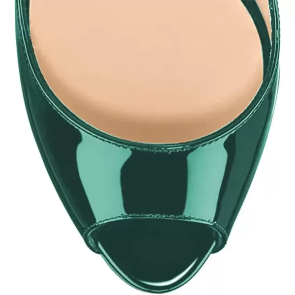 imageFSJ Women Awesome Platform Peep Toe Pumps Slingback High Heel Stilettos Prom Shoes Size 415 M USDark Green