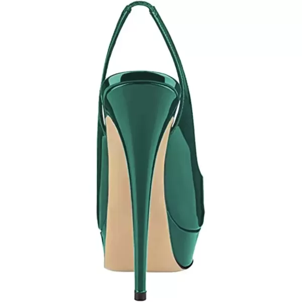 imageFSJ Women Awesome Platform Peep Toe Pumps Slingback High Heel Stilettos Prom Shoes Size 415 M USDark Green