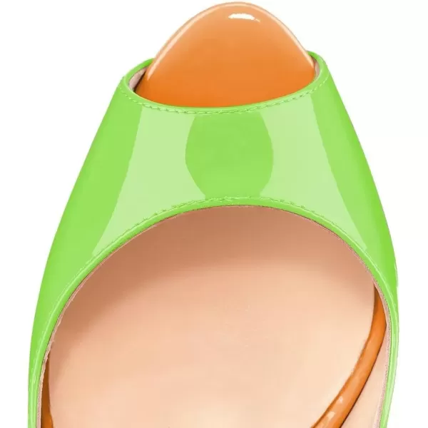 imageFSJ Women Awesome Platform Peep Toe Pumps Slingback High Heel Stilettos Prom Shoes Size 415 M USGreenyellow