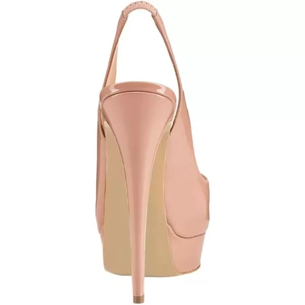 imageFSJ Women Awesome Platform Peep Toe Pumps Slingback High Heel Stilettos Prom Shoes Size 415 M USNude