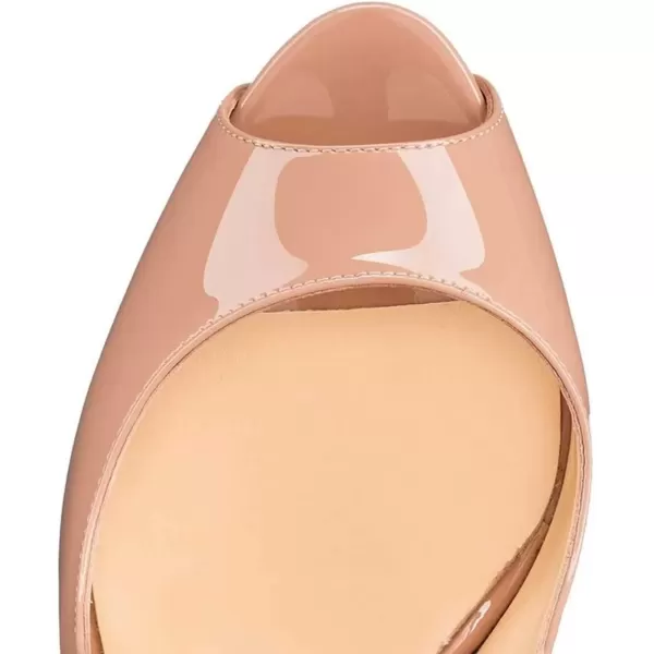 imageFSJ Women Awesome Platform Peep Toe Pumps Slingback High Heel Stilettos Prom Shoes Size 415 M USNude