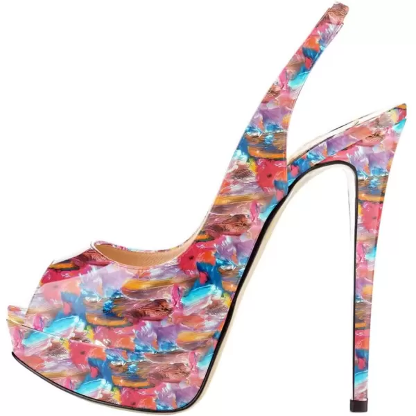 imageFSJ Women Awesome Platform Peep Toe Pumps Slingback High Heel Stilettos Prom Shoes Size 415 M USPigment