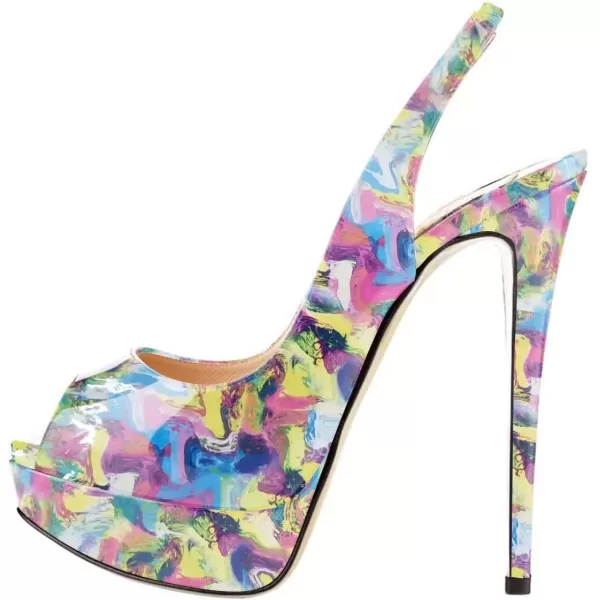 imageFSJ Women Awesome Platform Peep Toe Pumps Slingback High Heel Stilettos Prom Shoes Size 415 M USPigment2
