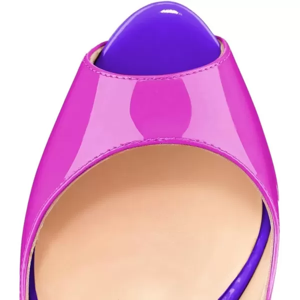 imageFSJ Women Awesome Platform Peep Toe Pumps Slingback High Heel Stilettos Prom Shoes Size 415 M USPinkpurple