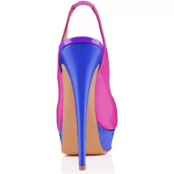 imageFSJ Women Awesome Platform Peep Toe Pumps Slingback High Heel Stilettos Prom Shoes Size 415 M USPinkpurple