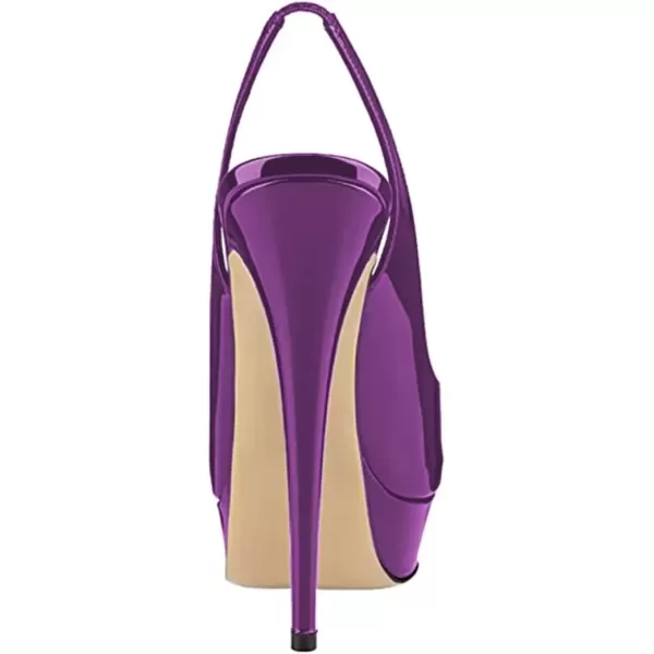 imageFSJ Women Awesome Platform Peep Toe Pumps Slingback High Heel Stilettos Prom Shoes Size 415 M USPurple