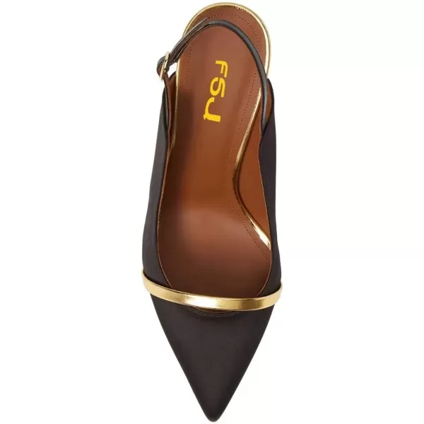 imageFSJ Women Classy Pointed Toe Thin High Heel Slingback Pump Office Prom Dress Shoes Size 415 USBlack