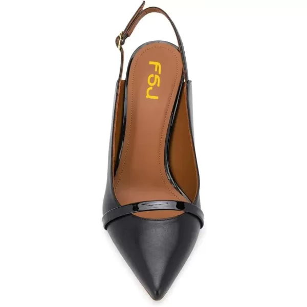 imageFSJ Women Classy Pointed Toe Thin High Heel Slingback Pump Office Prom Dress Shoes Size 415 USBlack Matte