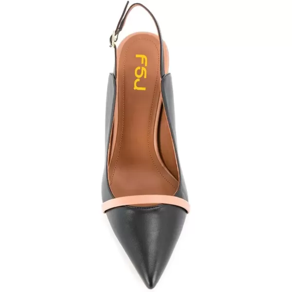 imageFSJ Women Classy Pointed Toe Thin High Heel Slingback Pump Office Prom Dress Shoes Size 415 USBlack Nude