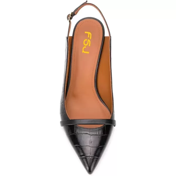 imageFSJ Women Classy Pointed Toe Thin High Heel Slingback Pump Office Prom Dress Shoes Size 415 USBlack5 Cm