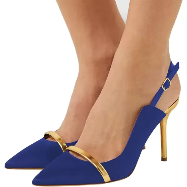 imageFSJ Women Classy Pointed Toe Thin High Heel Slingback Pump Office Prom Dress Shoes Size 415 USBlue