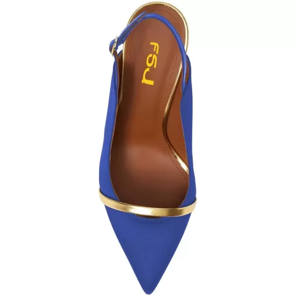 imageFSJ Women Classy Pointed Toe Thin High Heel Slingback Pump Office Prom Dress Shoes Size 415 USBlue