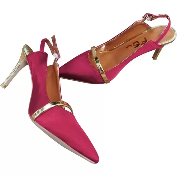 imageFSJ Women Classy Pointed Toe Thin High Heel Slingback Pump Office Prom Dress Shoes Size 415 USFuchsia