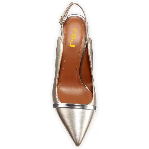 imageFSJ Women Classy Pointed Toe Thin High Heel Slingback Pump Office Prom Dress Shoes Size 415 USGold