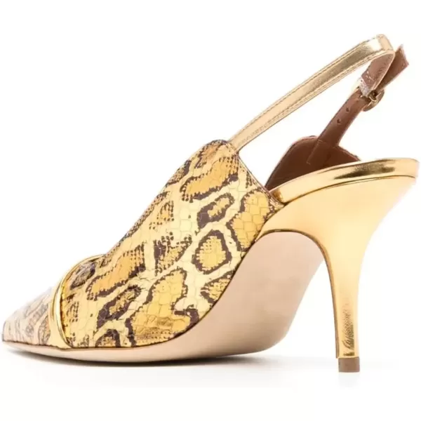 imageFSJ Women Classy Pointed Toe Thin High Heel Slingback Pump Office Prom Dress Shoes Size 415 USGold Print