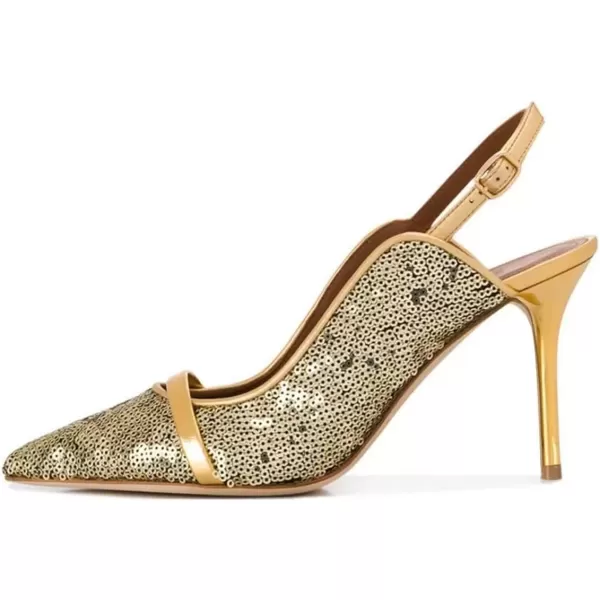 imageFSJ Women Classy Pointed Toe Thin High Heel Slingback Pump Office Prom Dress Shoes Size 415 USGold Sequins